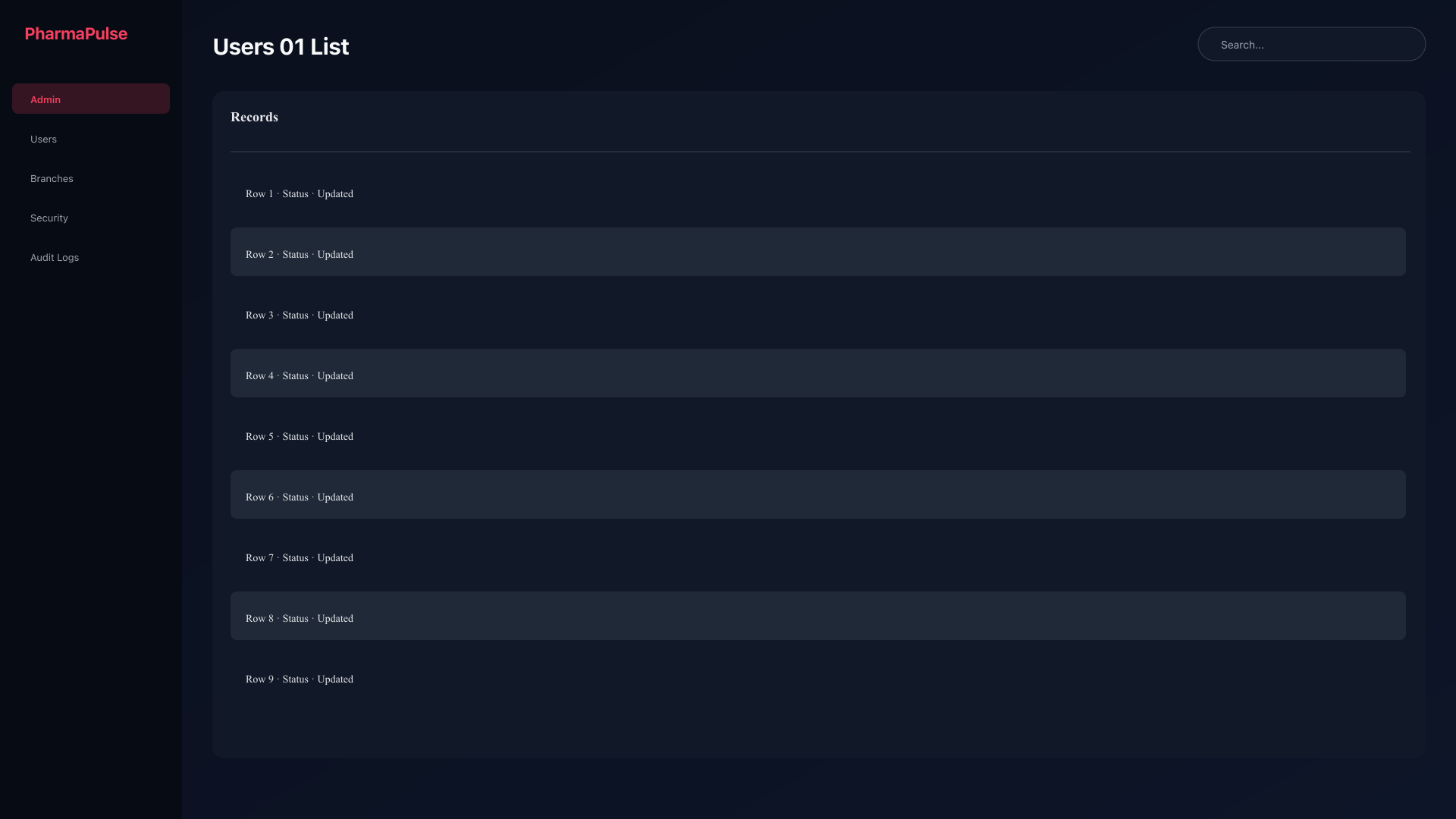 User list with roles