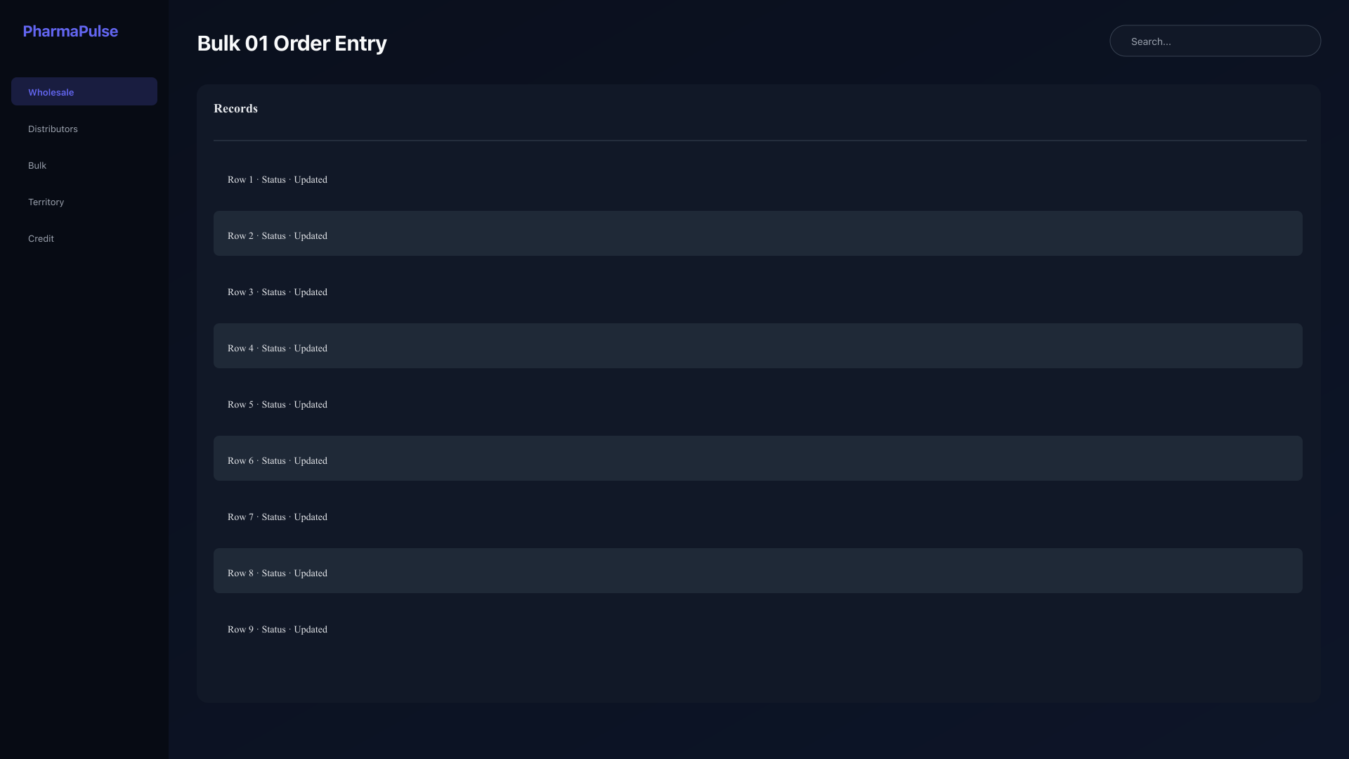 Bulk order quick entry