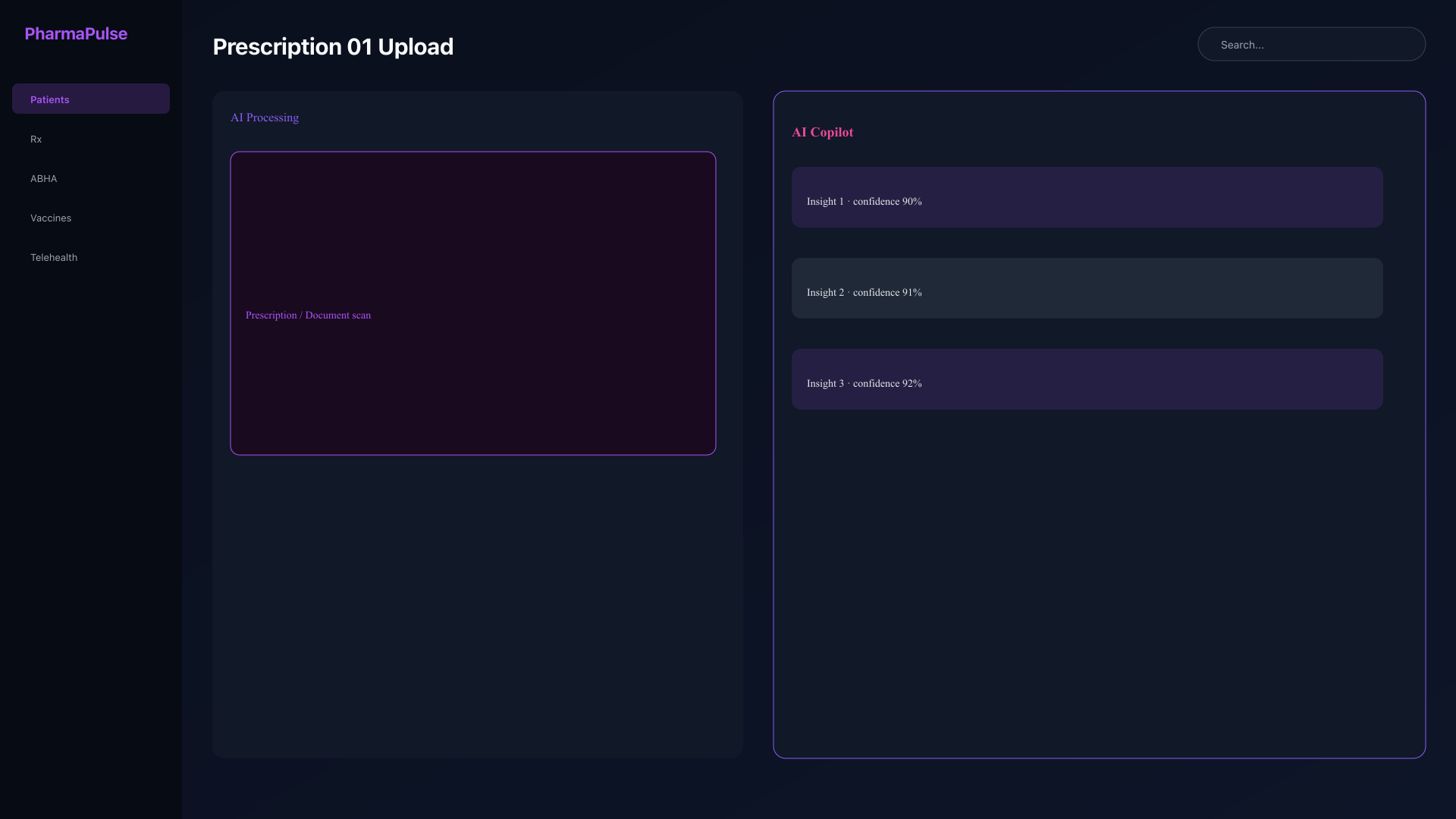 Prescription upload/scan interface