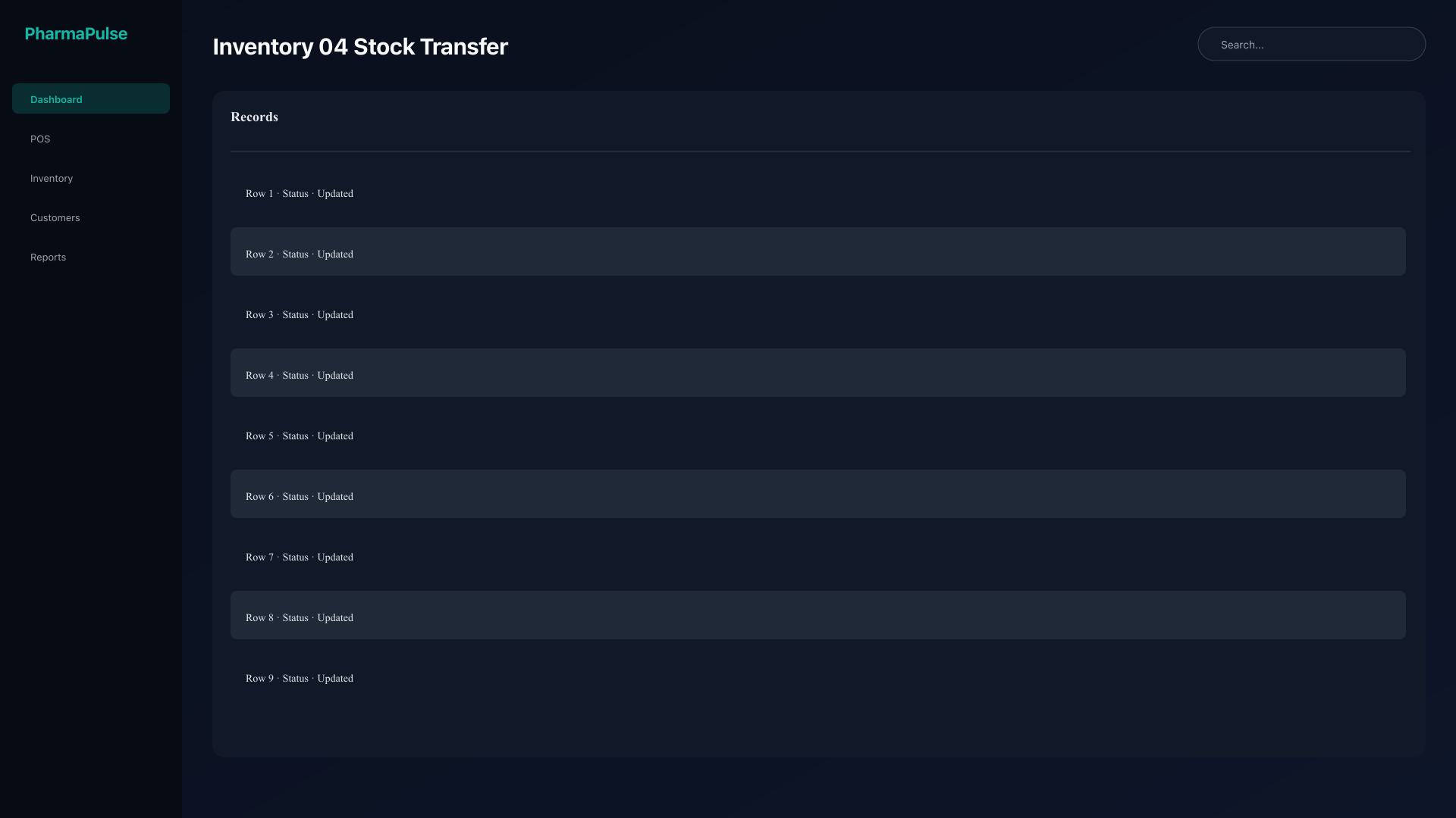 Inter-store stock transfer screen